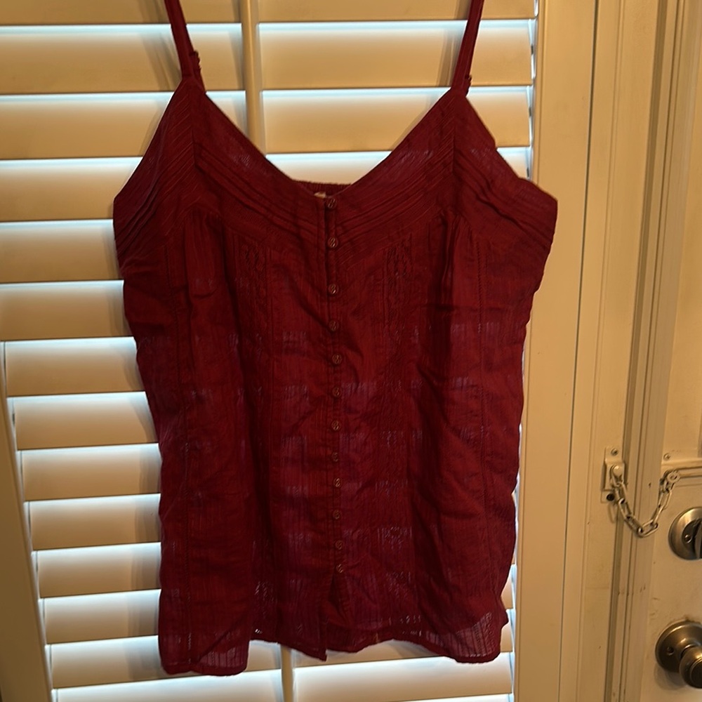 Sundance Red Sleeveless Ruched Camisole
